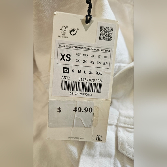 ZARA White Denim Playsuit Junpsuit Shorts. Size XS NWT - Picture 3 of 14